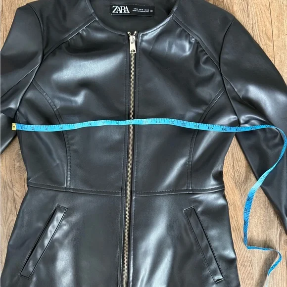 Zara Black Faux Leather Women's Blazer - Picture 4 of 6